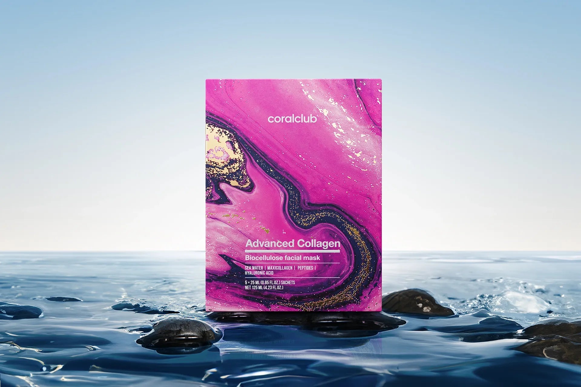 CORAL CLUB Máscara facial avançada de biocelulose de colágeneo