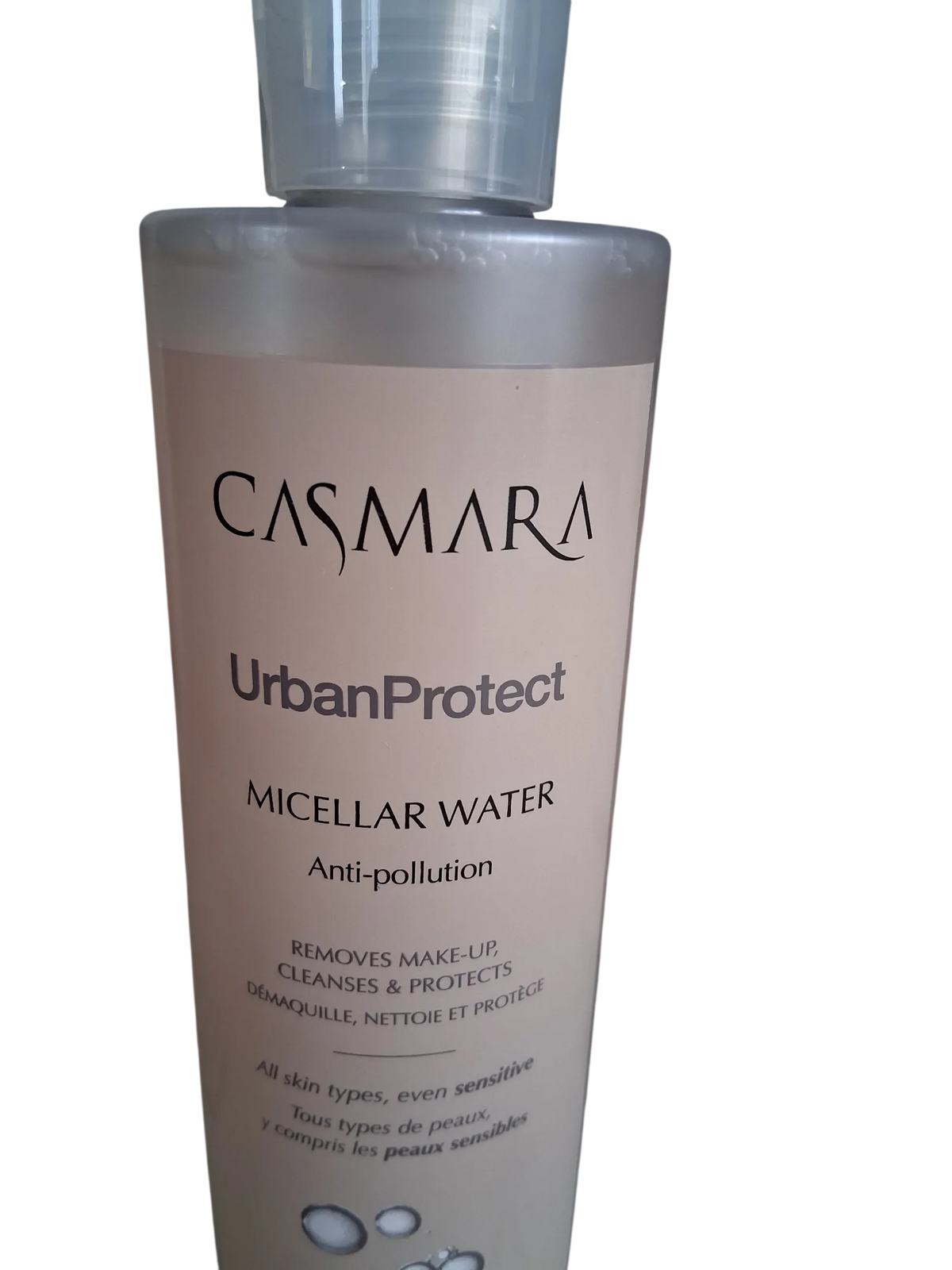 Água micelar desmaquilhante Casmara Urban Protect 400 ml, embalagem